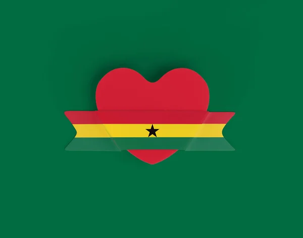 Ghána Zászló Szív Zászló — Stock Fotó