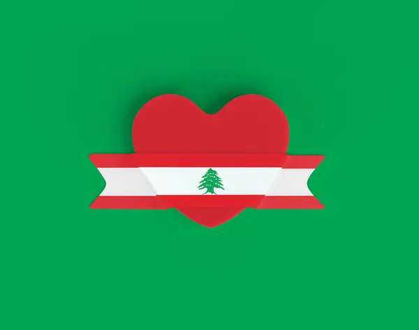 Libanon Flagga Hjärta Banner — Stockfoto