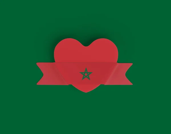 Marocko Flagga Hjärta Banner — Stockfoto