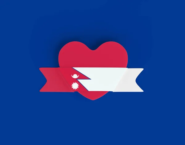 Nápis Srdce Nepálské Vlajky — Stock fotografie