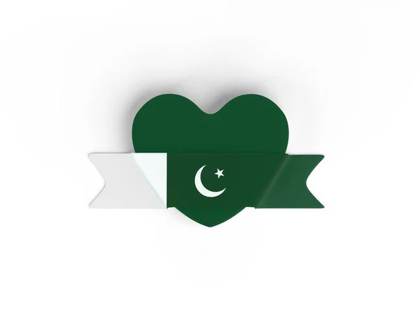 Pakistan Flagge Herz Banner — Stockfoto