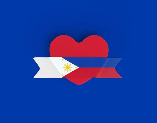 Flaga Filipiny Flaga Serce Sztandar — Zdjęcie stockowe
