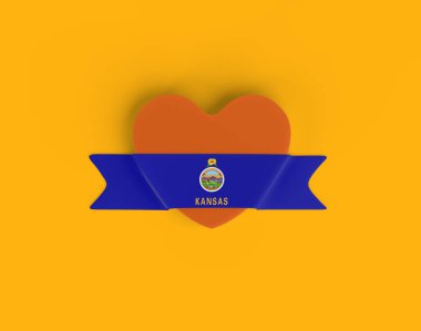 Kansas Flag Heart Banner