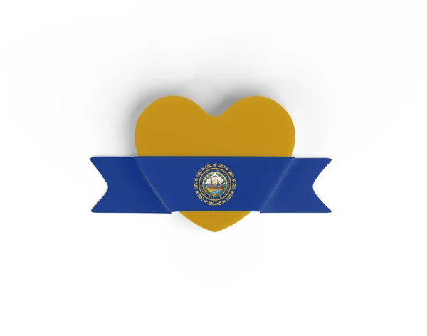 New Hampshire Flag Heart Banner — стокове фото