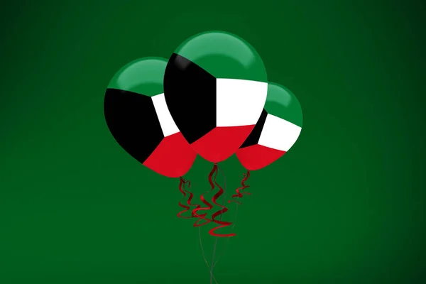 Εορτασμός Μπαλόνι Σημαία Κουβέιτ — Φωτογραφία Αρχείου