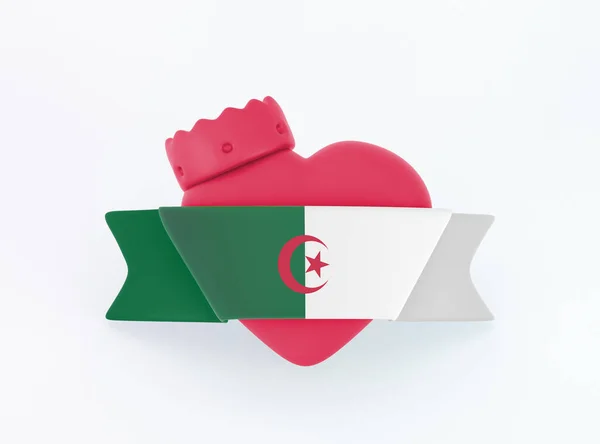 Algeriet Flagga Hjärta Banner — Stockfoto