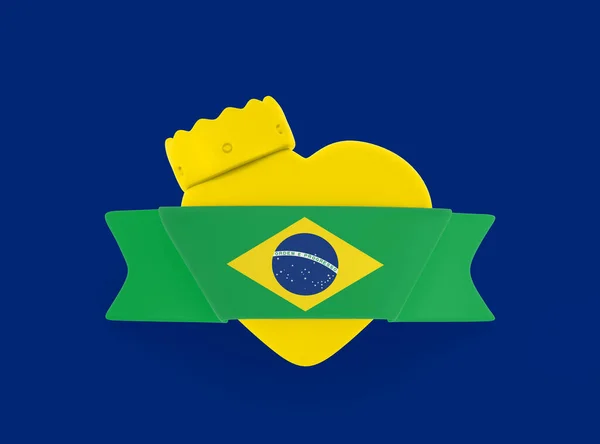 Σημαία Βραζιλίας Heart Banner — Φωτογραφία Αρχείου