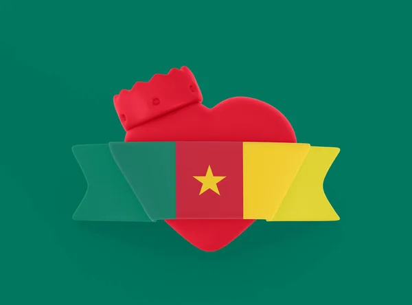 Kamerun Zászló Szív Zászló — Stock Fotó