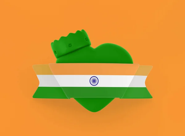 Bandera India Bandera Del Corazón — Foto de Stock