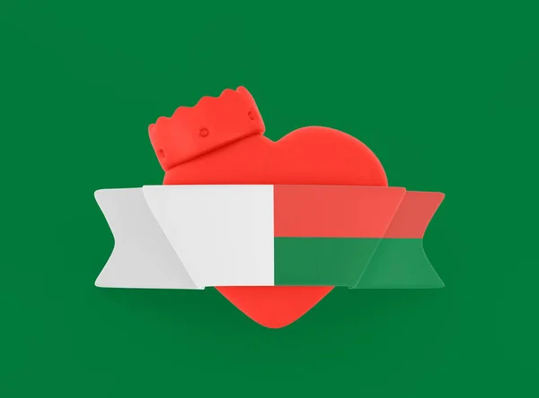 Madagaszkár Zászló Szív Zászló — Stock Fotó