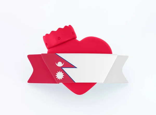 Flaga Nepalska Flaga Serca — Zdjęcie stockowe