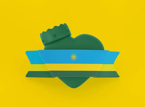 Flaga Rwandy Flaga Serca — Zdjęcie stockowe