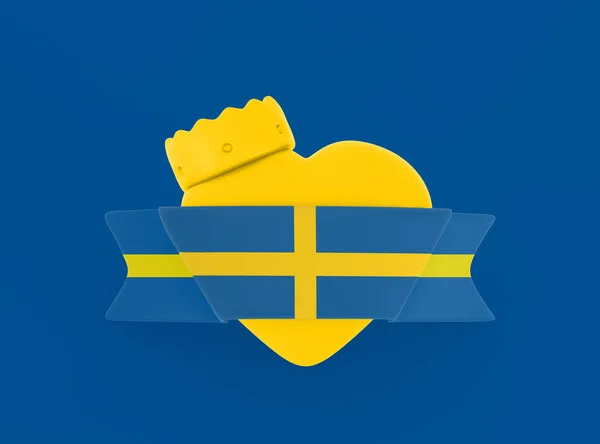 Schwedische Flagge Herz Banner — Stockfoto