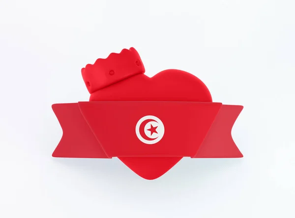 Tunisien Flagga Hjärta Banner — Stockfoto