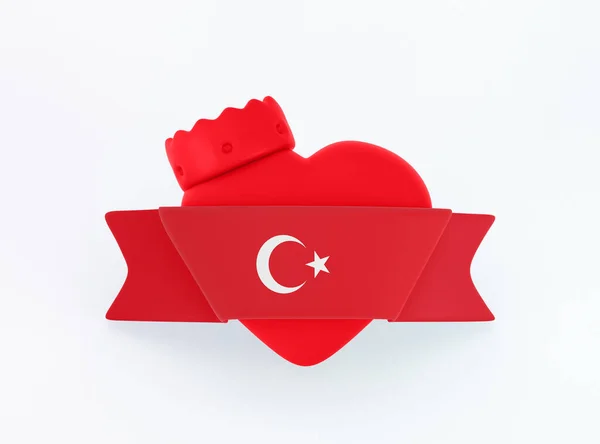 Turkiet Flagga Hjärta Banner — Stockfoto