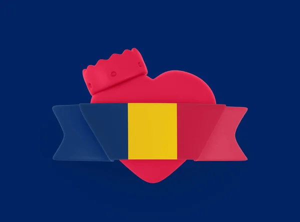 Flaga Czad Serce Sztandar — Zdjęcie stockowe