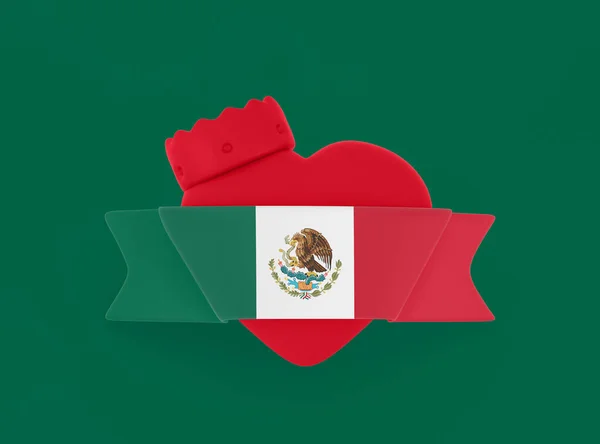 Bandera México Bandera Del Corazón — Foto de Stock