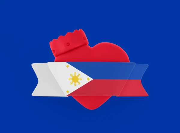 Bandeira Coração Bandeira Das Filipinas — Fotografia de Stock