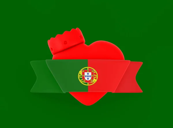 Flaga Portugalia Flaga Flaga Serca — Zdjęcie stockowe