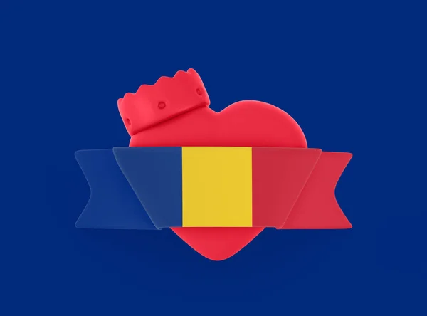 罗马尼亚国旗心旗 — 图库照片