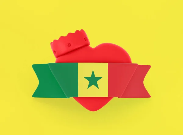 Szenegál Zászló Szív Zászló — Stock Fotó
