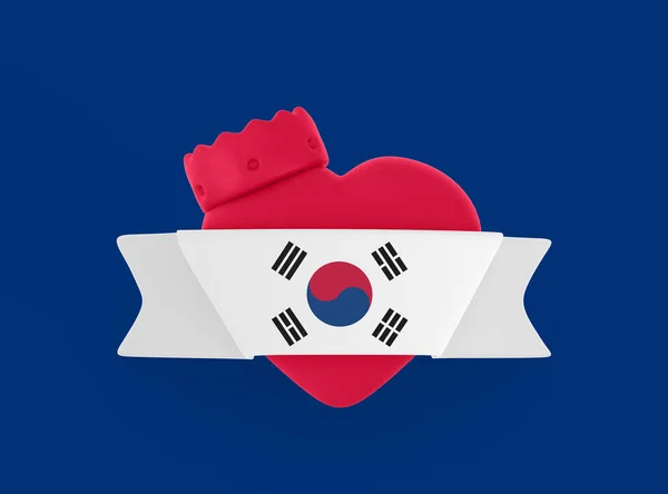 Bandera Del Corazón Corea Del Sur —  Fotos de Stock