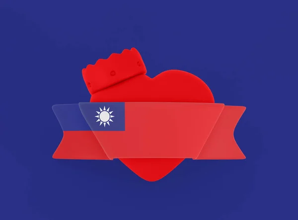 Flaga Tajwanu Serce Sztandar — Zdjęcie stockowe