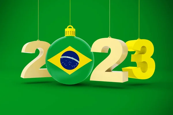 2023 Ano Com Bandeira Brasil — Fotografia de Stock