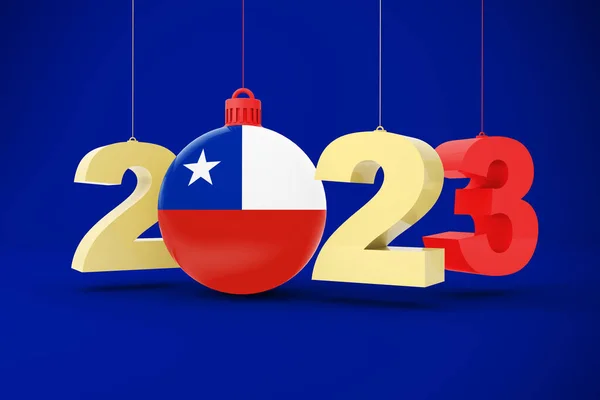 2023 Rok Flagą Chile — Zdjęcie stockowe
