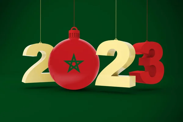 2023 Jahr Mit Marokkanischer Flagge — Stockfoto