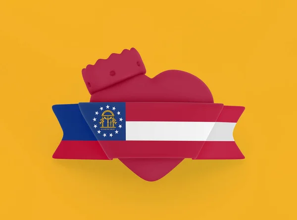 Georgien Flagga Hjärta Banner — Stockfoto