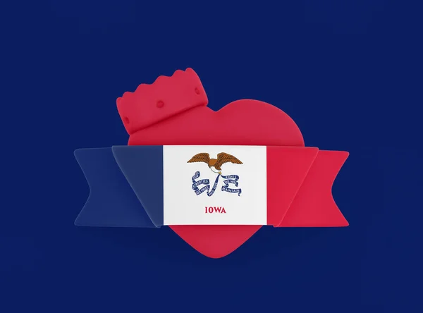 Iowa Flagga Hjärta Banner — Stockfoto