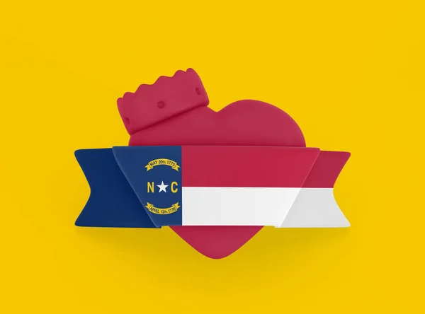 北卡罗莱纳州心脏旗 — 图库照片