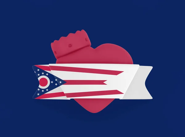 Ohio Flagge Herz Banner — Stockfoto