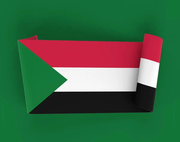 Sudan Flag Ribbon Banner — Stock Photo, Image