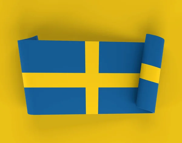瑞典国旗条带横幅 — 图库照片