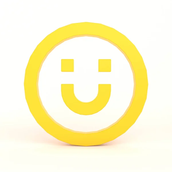Mosoly Emoji Front Side Fehér Háttér — Stock Fotó