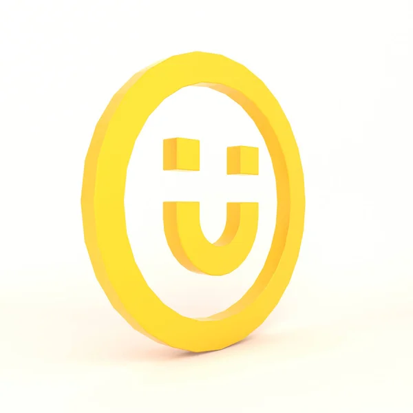 Sorriso Emoji Lado Esquerdo Com Fundo Branco — Fotografia de Stock