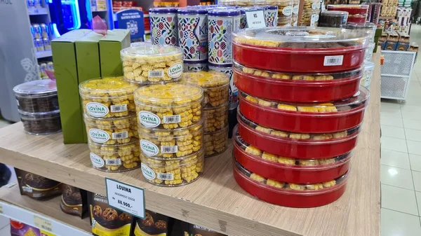 Biscoitos Indonésios Variados Kue Kering Lebaran Idul Fitri Ramadan Quebrando — Fotografia de Stock