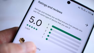 Google 'daki android oyun mağazasında mükemmel reytingler ve eleştiriler 5.0 üzerinden 5.0..