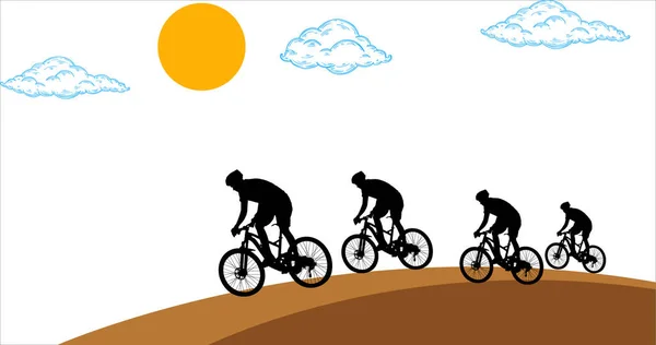 Bergsteigen Mit Dem Fahrrad Fahrradklettern Der Natur Die Natur Stunt — Stockvektor