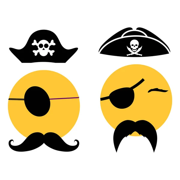 stock vector Collection of Pirate emoji. Pirate emoji collection. Facial expression. Collection of Emoji