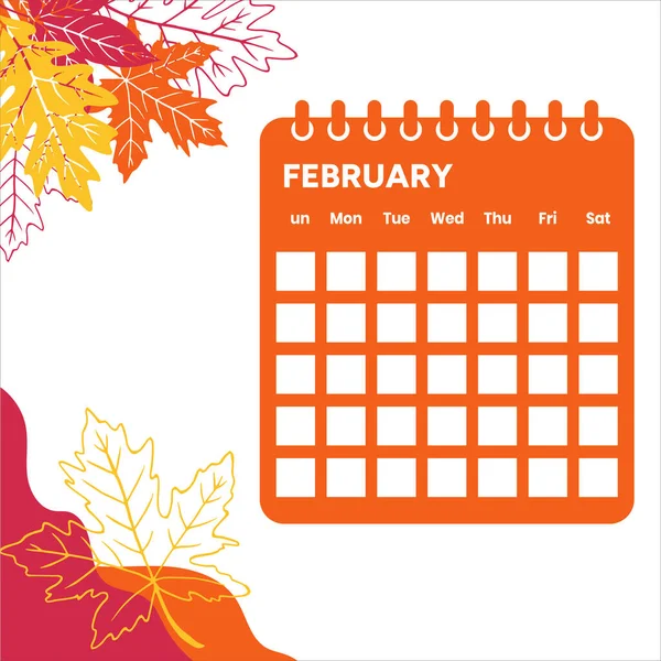 Calendario Del Mes Febrero Colorido Calendario Del Mes Febrero Febrero — Vector de stock