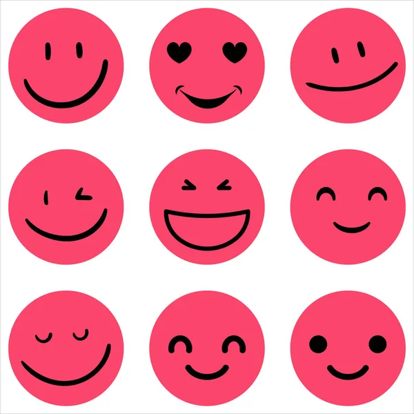 Emoji Nin Koleksiyonu Gülen Surat Üzgün Surat Neşeli Surat Kederli — Stok Vektör