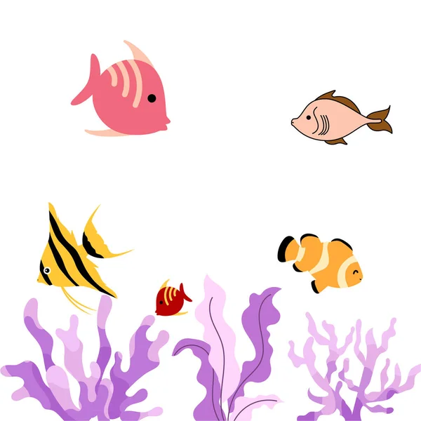 Kleurrijke Aquarium Vis Tank Opstelling Prachtige Vissen Een Aquarium Aquariumopstelling — Stockvector
