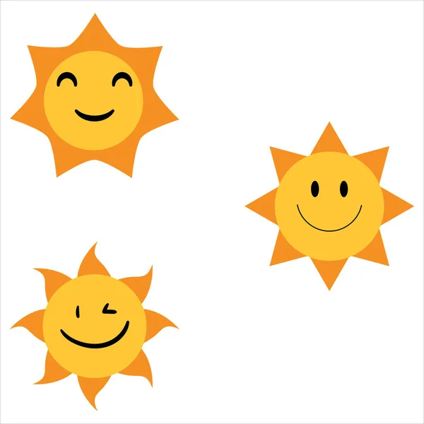 Disegno Del Sole Raccolta Sole Sole Con Vetro Raffreddamento Vetro — Vettoriale Stock