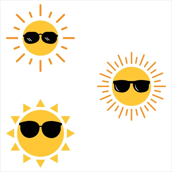 Disegno Del Sole Raccolta Sole Sole Con Vetro Raffreddamento Vetro — Vettoriale Stock