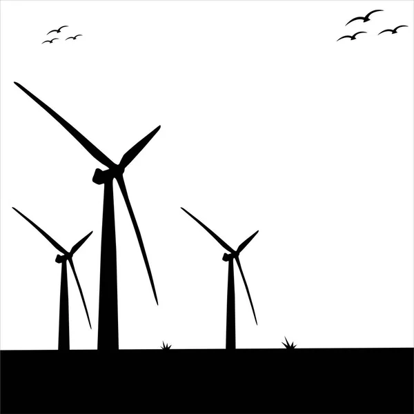 Дизайн Ветряного Фона Ветряная Мельница Возобновляемые Источники Энергии Природа — стоковый вектор