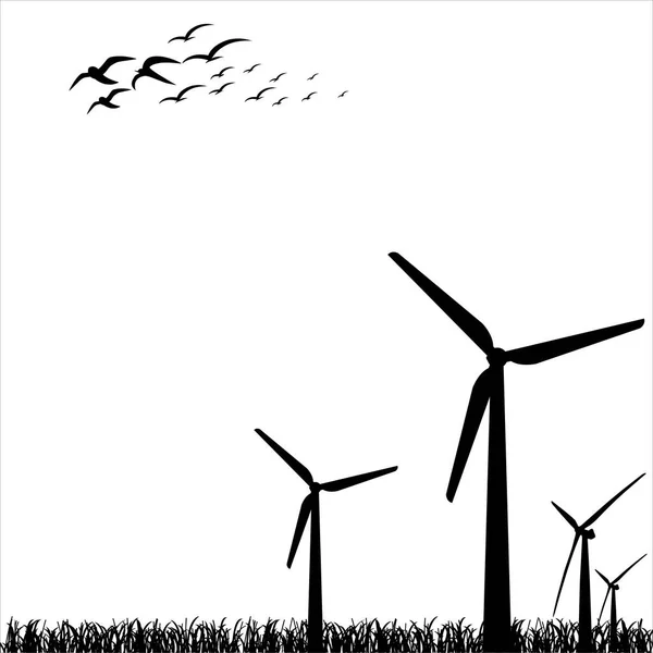 Windmolen Achtergrond Ontwerp Windmolen Achtergrond Achtergrond Van Hernieuwbare Energie Milieu — Stockvector