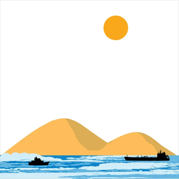 Deniz arka planı. Su altyapısı. Dalga arkaplan tasarımı. Denizde bir gemi. deniz arkaplanı